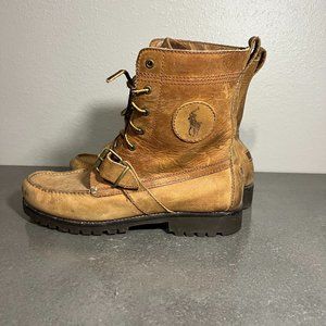 Polo Ralph Lauren Ranger Boots Mens Size 10 D Tan Leather Buckle Lace Up